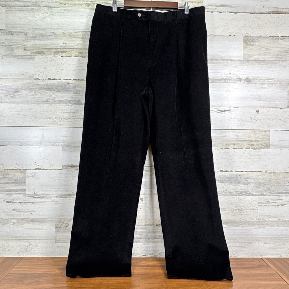Alex Cannon Mens Black Corduroy Pleated Relaxed Fit Dress Pants‎ 38x31